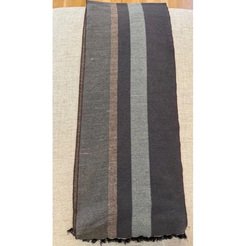 Brown Striped wool like scarf